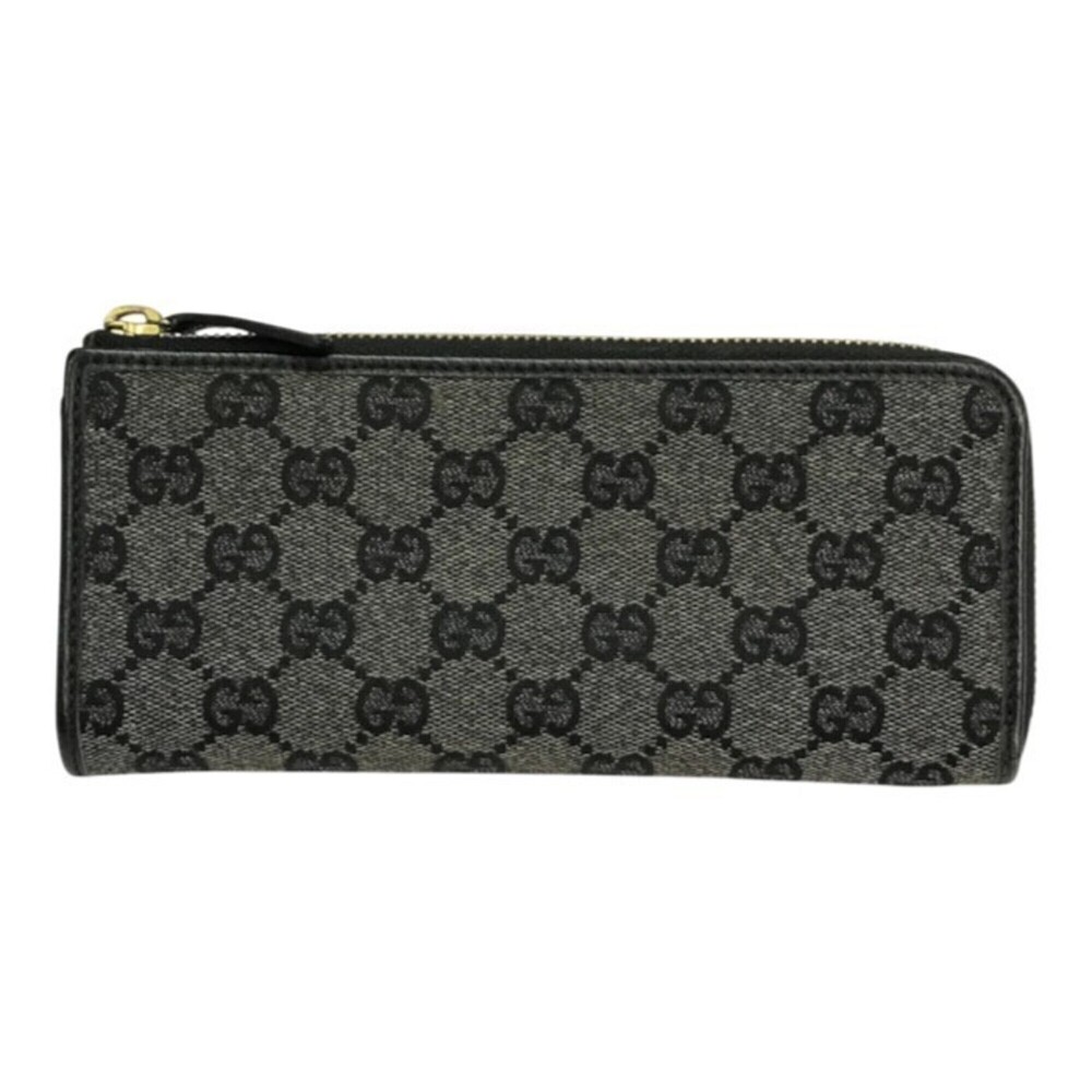 GUCCI GG Canvas Long Wallet for Women, L-shaped, Black/Gray, 268917 T1